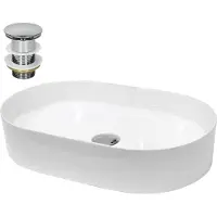 LuxeBath Wastafel 605x380x125 mm wit keramiek incl. afvoerset zonder overloop