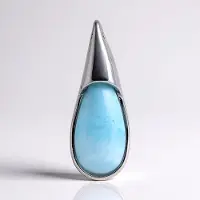 Cavill - Zilveren Hanger 925 Sterling Zilver - Larimar 4,72 ct Peervorm Cabochon - Elegant Blauw, Druppelvormige Edelsteen, Tijdloos Sieraad