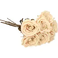 Top Art Kunstbloemen boeket roos Calista - 8x - wit creme - 66 cm - kunststof steel - decoratie