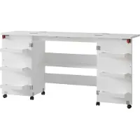 Vicco Naaitafel Carmen Wit 160 x 80.2 cm met 6 legplanken, Model 56209