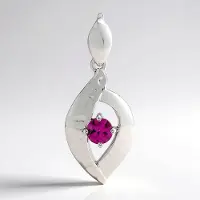 Cavill - Zilveren Hanger 925 Sterling met Palladium - 0.32 ct Roshoit Granaat Mozambique Rond 4 mm - Modern Elegant Roze - Asymmetrisch Design