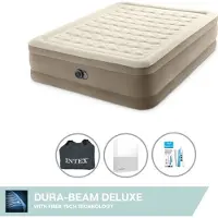 Intex Luchtbed - 2-Persoons - 152 x 203 x 46 cm - Beige - Inclusief pomp - Hoeslaken en Reparatieset