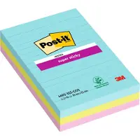 Post-It Miami Super Sticky Notes 101 x 152 mm Kleurenassortiment Rechthoekig Gelinieerd 3 Stuks à 90 Vellen
