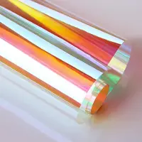 LONGZIMING -Dichroitische Fensterfolie - Holografische Fensterfolie - Regenbogen-Effekt - PET - UV- und Hitzeabsorbierend, Wasserdicht, Explosionsbeständig - Gekleurd rood