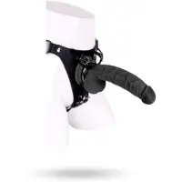 Vuxen Leren Strap-On inclusief Zwarte Dildo - 22 cm