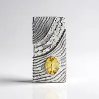 Cavill - Zilveren Hanger Gele Beril 0,937 ct - 925 Sterling Zilver Geplatineerd - Ovaal Briljant Slijpsel - Modern Rechthoekig Design Met Gravures