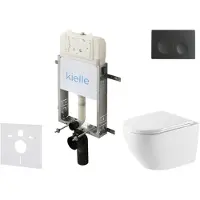 Kielle Genesis New - Voorwandinbouwset, Oudee toilet, Vortex Rimless+, softclose zitting en Gemini New I knoppen, matzwart 30528SZ57