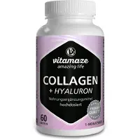 Vitamaze GmbH Vitamaze Collageen 300 mg + Hyaluronzuur 100 mg, capsules met een hoge dosering, 60 capsules