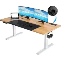 OEM Verstelbaar bureau, elektrisch bedienbaar, ingebouwde USB-poort, bruin-zwart, 140*60*116 cm