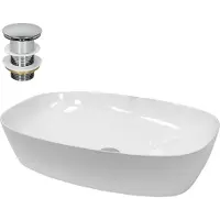 LuxeBath Wastafel 605x380x140 mm wit keramiek incl. afvoerset zonder overloop