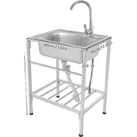 OEM RVS spoelbak, enkele kom, draaibare kraan, zilverkleurig