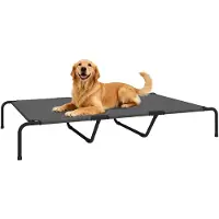 PawHut Verhoogd Hondenbed-Staal, Textilene-152L x 94B x 23H cm-Grijs