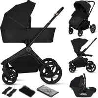 Lionelo Freya 3in1 Kinderwagen Set – Reiswieg, Wandelwagen & Astrid i-Size Autostoel (40–87 cm) –Premium - Vanaf Geboorte tot 22 kg – PU-Wielen met Vering – Omkeerbare Zitting – UPF50+ Kap