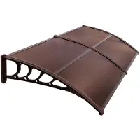 Springos Deurafdak - - 80x200cm - Aluminium - Polycarbonaat - Bruin