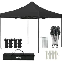 Brixy Partytent - Paviljoen - Easy Up - Opvouwbaar - Waterdicht - Met Draagtas - 300 x 300 cm – Zwart
