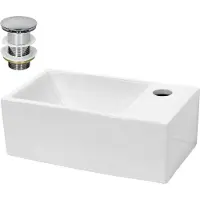 LuxeBath Wastafel 350x205x125 mm wit keramiek incl. afvoerset zonder overloop