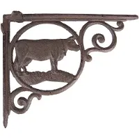 Clayre & Eef Hoekijzer 3x24x17 cm Bruin Ijzer Koe Plankdrager Bruin Plankdrager