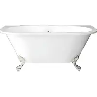 Vente-unique Half vrijstaand retro-bad met poten - 154 L - 150 x 74 x 61 cm - Wit - Acryl - SPARUS