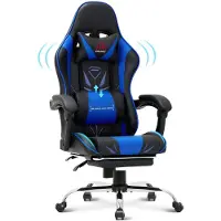 COLAMY - Ergonomische gamingstoel - Bureaustoelen - voetsteun - maximaal draagvermogen 136 kg - blauw