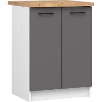 Akord Keukenkast modulaire OLIWIA S60 met Verkblad / Onderkast met 2 Deuren / Furniture Factory / Wit - Grafietgrijs / 60 x 85 x 46 cm