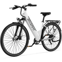 ONESPORT elektrische stadsfiets - 468Wh accu - achterwielmotor - tot 100 km actieradius - Shimano 7 versnellingen - hydraulische vering en schijfremmen - grijs