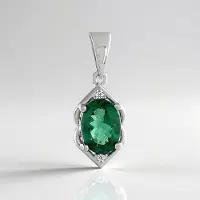 Cavill - Zilveren Hanger Geplatineerd - 925 Sterling Zilver - Groene Apatiet 1,108 ct & Zirkonia 0,014 ct - Elegant Ovaal Design 20x8 mm