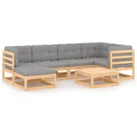 vidaXL 7-delige Loungeset met kussens massief grenenhout