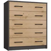 Hobby Hall Schoenenkast ALEX – Modern design met 5 deuren en zwart kunststof handgrepen | Antraciet & Artisan