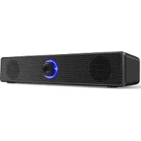 JeiibrZui Bluetooth computerluidspreker - monitorluidspreker - grote verlichte draaiknop, 3,5 mm audio- en USB-interface - 1 stuk - universeel + zwart