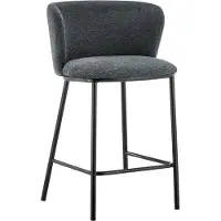 Huisenthuis.nl Barkruk Lynn Donkergrijs - Stof - Set van 2 - Geschikt voor kookeiland - Met rugleuning - Zithoogte 65.5 cm - Zitdiepte 41.5 cm