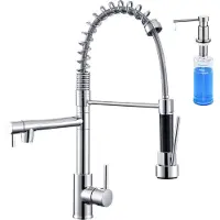 Auralum Max keukenkraan met uittrekbare uitloop - Keukenkraan RVS - Met Zeepdispenser 300ML - Handdouche - Mengkraan - 360° Draaibaar - Hoge uitloop - Chroom