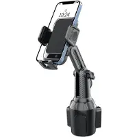 Sanorum Autotelefoonhouder - Telefoonhouder Auto - Autoaccessoires - Verstelbaar - 360° draaibaar met vergrendeling - Universeel - Past in bekerhouders - Zwart