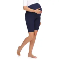Merry Style Be Mammy MS-MS10-299-LE Dames Zwangerschapsleggings Leggings - Sport - Vrijetijdsbroek - Kort - Katoen - Sporbroek - Yogabroek - Marineblauw - XL