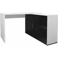 Huisenthuis.nl Bureau Rafael Wit - Zwart - 118x124,5cm - Hoekbureau - Met opbergruimte - Hoogte 75 cm