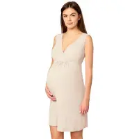 Merry Style Dames Zwangerschap Zwangerschapsnachtjapon - Kort - Elastisch – Licht- Viscose – Beige – L - MS-MS10-467-ND
