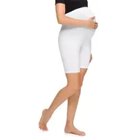 Merry Style Be Mammy MS-MS10-299-LE Dames Zwangerschapsleggings Leggings - Sport - Vrijetijdsbroek - Kort - Katoen - Sporbroek - Yogabroek - Wit - L