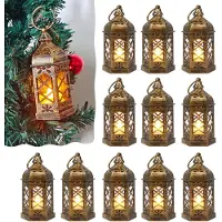 Sanorum 12 stuks - Mini-lantaarns - Witte bruiloftsdecoraties, Kerstmis, Halloween-feestjes - Sfeerverlichting voor op tafel - Vintage decoraties - koper
