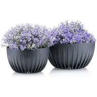 HowHomely Stripped Eco Serie - Bloempot - Rond - UV-bestendig - Weerbestendig