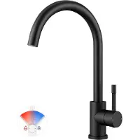 Auralum Max Keukenkraan Zwart - 360° draaibereik - Mengkraan Keuken - Badkamer Kraan - Warm en Koud