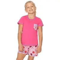 Merry Style - Korte Katoenen Pyjama - Voor Meisjes – roze/happy/body – 110 - MS-MS10-292-PJ