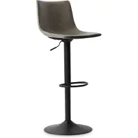 Huisenthuis.nl Barkruk Jeroen Grijs - Kunstleer - Set van 2 - Geschikt voor kookeiland - Met rugleuning - In hoogte verstelbaar - Zithoogte 61 - 83 cm - Zitdiepte 35 cm