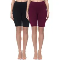 Merry Style Be Mammy MS-MS10-200-LE-2P 2Pack Dames Zwangerschapsleggings Leggings - Sport - Vrijetijdsbroek - Kort - Katoen - Sporbroek – Yogabroek - Zwart/Wijn - M