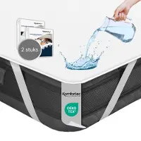 Komfortec Set van 2 Waterdichte Matrasbeschermers 200x200 cm Dubbelpak - Matrasbeschermhoes - Ademende Matrashoes - Niet Krakende Matrasbeschermer - Incontinentiemateriaal - Wit
