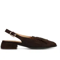 Manfield - Dames - Donkerbruine suède slingbacks - Maat 36