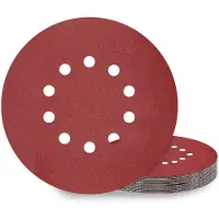 JeiibrZui 225Mm Schuurpads - P180 Klittenbandschuurpads - Precisieschuurpads Voor Droogslijpmachines En Giraffenslijpmachines - 10 Stuks - Algemeen Gebruik Rood