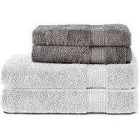 Komfortec Handdoekenset 2x handdoek 50x100 cm + 2x badhanddoek 70x140 cm - 100% Katoen - Antraciet&Wit