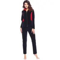 Merry Style – Dames Huispak – Vrijetijdspak – Velours – MS-MG-F-SUIT2 – Marineblau/Rot – XXXL