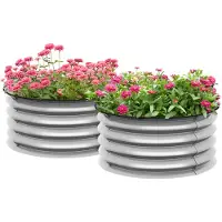 Outsunny - Verhoogde Plantenbak - Gegalvaniseerd - Metaal - Zilver