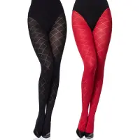 Merry Style Dames Panty 2 Pack - 60 DEN- 3D-technologie - Polyamide – Zwart/Rood – L - MS-GB-328-2B