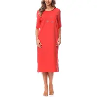 Merry Style Dames Nachthemd - Nachtjapon - Korte Mouwen - Katoen - MS-DR-Malwa-ND-KR - Koraal - XL